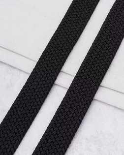 3Al296 Стропа ременная плетеная эластичная (30% латекс, 70% полиэстер) 34мм*22,86м (01 чёрный) арт. АРС-65319-1-АРС0001310334