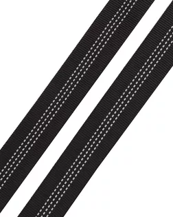 3Al355 Стропа ременная со светоотражающими полосками (100% полиэстер) 24мм*45,72м (01 чёрный) арт. АРС-65184-1-АРС0001310374