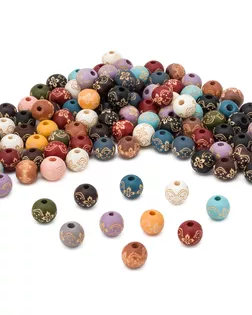 1AL070-5 Бусины деревянные, цвет.микс, с цветочным орнаментом, круглые,10мм,100шт(+/-10),Astra&Craft арт. АРС-65623-1-АРС0001310759 1AL070-5 Бусины деревянные, цвет.микс, с цветочным орнаментом, круглые,10мм,100шт(+/-10),Astra&Craft арт. АРС-65623-1-АРС0001310759