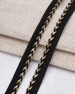 3Al305 Кант декоративный с люрексом, цвет 02 черный/золото 11мм*27,43м арт. АРС-65261-1-АРС0001310813