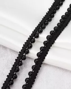 Кант декоративный с бусинами 'жемчуг' 15мм*41,14м (черный) арт. АРС-65277-1-АРС0001310837