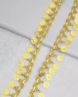 3Al206 Тесьма металлизированная с монистами 3,5см*9,14м (золото) арт. АРС-65575-1-АРС0001311648