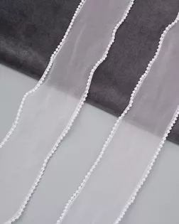 3Al222 Лента декоративная с бусинами (100% органза) 7см*9,14м (01 белый) арт. АРС-65585-1-АРС0001311660