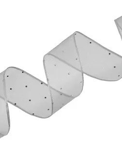 3Al320 Лента декоративная со стразами (100% органза) 4см*9,14м (серый) арт. АРС-65589-1-АРС0001311675