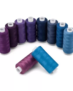 Набор швейных ниток 40/2 'Сине-фиолетовый микс', намотка 365 м (400 ярд), 10шт/упак, Bestex арт. АРС-64564-1-АРС0001312205