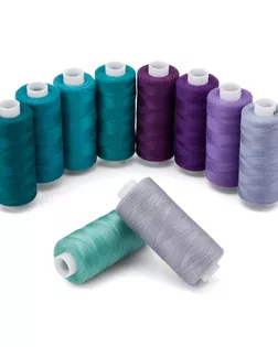 Набор швейных ниток 40/2 'Бирюзово-фиолетовый микс', намотка 365 м (400 ярд), 10шт/упак, Bestex арт. АРС-64569-1-АРС0001312210