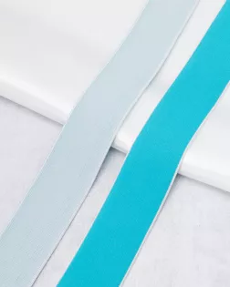 Р.90868а Лента эластичная поясная бельевая 40мм*20м (ПА 68% Латекс 32%) (бирюзовый с белым) арт. АРС-64480-1-АРС0001313107