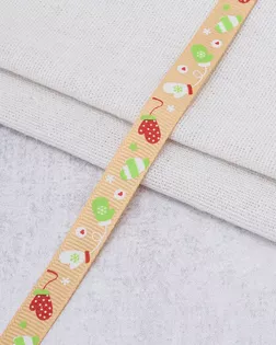 Лента новогодняя, репсовая с рисунком 1 см*45,72м, цв. золото арт. АРС-65824-1-АРС0001314165