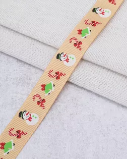 Лента новогодняя репсовая с рисунком 1,5см*45,72м, цв.золото арт. АРС-65830-1-АРС0001314171