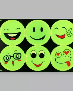 3633431 Светоотражающая наклейка смайлы d6,5см, салатовый арт. АРС-65301-1-АРС0001314624
