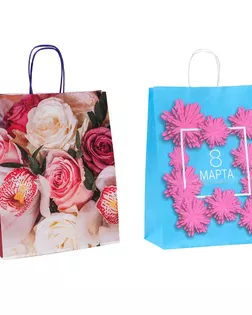 Набор подарочных пакетов крафт '8 марта', 22*12*29см упак/2шт арт. АРС-65449-1-АРС0001314696
