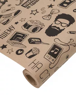 Крафт бумага 'На стиле' черный цв. на коричневом фоне, 720мм/60гр/10м +/- 5% арт. АРС-65606-1-АРС0001314924