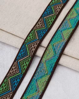 16С3893 Лента эластичная жаккардовая 25мм*20м (ПЭ 73% Латекс 27%) (181 коричнево-салатовый) арт. АРС-65611-1-АРС0001314978