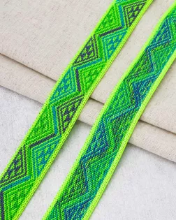 16С3893 Лента эластичная жаккардовая 25мм*20м (ПЭ 73% Латекс 27%) (387 салатово-желтый-бирюзовый) арт. АРС-65612-1-АРС0001314979