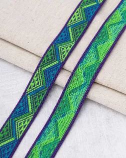 16С3893 Лента эластичная жаккардовая 25мм*20м (ПЭ 73% Латекс 27%) (200 фиолет-салат-бирюза) арт. АРС-65616-1-АРС0001314983