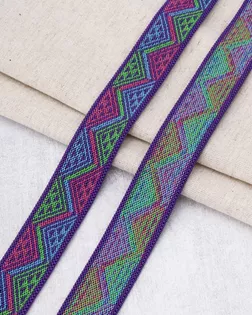 16С3893 Лента эластичная жаккардовая 25мм*20м (ПЭ 73% Латекс 27%) (145 фиолет-салат-розовый) арт. АРС-65617-1-АРС0001314984