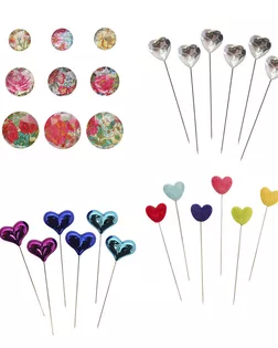 Набор для квилтинга и декора №2, булавки ассорти 18 шт и кабошоны-стикеры, Astra&Craft арт. АРС-65982-1-АРС0001315066