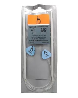 65210 Спицы вязальные гибкие с фиксатором 4,50мм*60см, алюм., 2шт PONY арт. АРС-18326-1-АРС0000821646