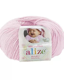 Пряжа ALIZE 'Baby wool' 50гр. 175м. (20%бамбук, 40%шерсть, 40%акрил)ТУ (185 пастельно-розовый) арт. АРС-51603-1-АРС0000872849