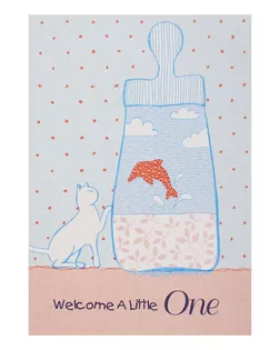 MWA05 Поздравительная открытка с вышивкой ' Welcome a little one', 12*17 см.(конверт в комплекте) арт. АРС-5497-1-АРС0001106562