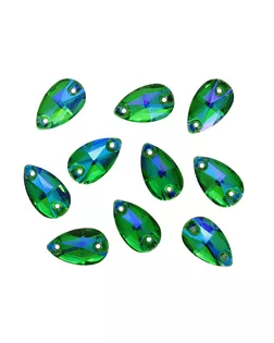 ХК009НН712 Хрустальные стразы пришивные формы 'капля', зеленый с синим покрытием AB 7х12 мм 10 шт/уп арт. АРС-13942-1-АРС0001211328