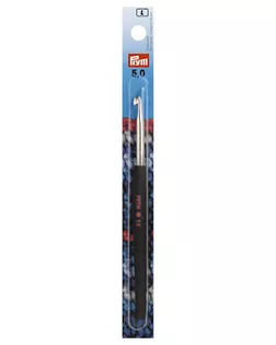 195178 Крючок для вязания с цветной ручкой, алюминий, 5 мм*14 см, Prym арт. АРС-17330-1-АРС0000814148