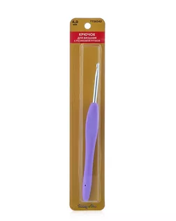24R40X Крючок для вязания с резиновой ручкой, 4,0мм Hobby&Pro арт. АРС-29084-1-АРС0001196750