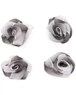 Цветы пришивные органза 'Роза' 2,5 см, 4шт (серый) арт. АРС-40220-1-АРС0001268984