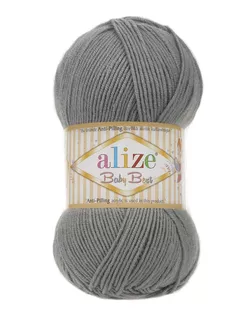 Пряжа Alize 'Baby Best' 100г 240м (10% бамбук, 90% акрил) с эффектом АНТИПИЛЛИНГ (344 серый) арт. АРС-43837-1-АРС0001158869