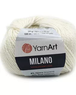 Пряжа YarnArt 'Milano' 50гр 130м (8% альпака, 20% шерсть, 8% вискоза, 64% акрил) (852 молочный) арт. АРС-44121-1-АРС0001233729