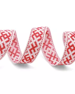 С3771Г17 Лента 'Славянский орнамент Оберег', рис. 9711 18мм*25м (01 белый/красный) арт. АРС-44332-1-АРС0001254202