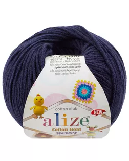 Пряжа Alize 'Cotton Gold Hobby NEW' 50г 165м (55% хлопок, 45% акрил) (58 темно-синий) арт. АРС-44374-1-АРС0001258245