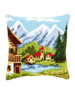 PN-0009079 Подушка Vervaco 'Деревушка в Альпах I' 40x40см арт. АРС-45799-1-АРС0001070478