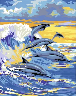 Купить H173 Набор для рисования по номерам 'Приветливые дельфины' 40*50см арт. АРС-49440-1-АРС0001273886 оптом в Тамбове