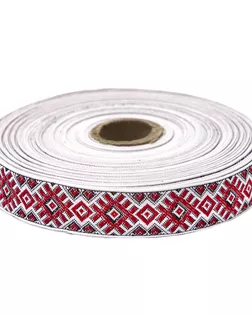 С1852Г17 (С3772Г17) Лента жаккардовая рис. 9474 24мм*25м (красный/белый) арт. АРС-52952-1-АРС0001241753