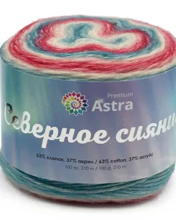 Пряжа Astra Premium 'Северное сияние' (Aurora Borealis) 100гр. 210м (63% хлопок, 37% акрил) (02 секционный) арт. АРС-54698-1-АРС0001278513