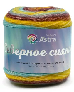 Пряжа Astra Premium 'Северное сияние' (Aurora Borealis) 100гр. 210м (63% хлопок, 37% акрил) (04 секционный) арт. АРС-54700-1-АРС0001278515