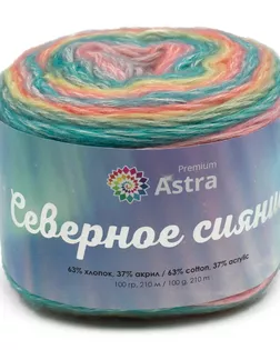 Пряжа Astra Premium 'Северное сияние' (Aurora Borealis) 100гр. 210м (63% хлопок, 37% акрил) (07 секционный) арт. АРС-54703-1-АРС0001278518