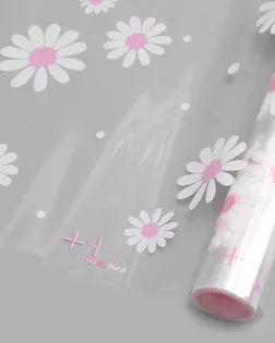 Пленка прозрачная двухцветная с рисунком Ромашка бело-розовая 70см*9,14м +/- 5% арт. АРС-55468-1-АРС0001285713