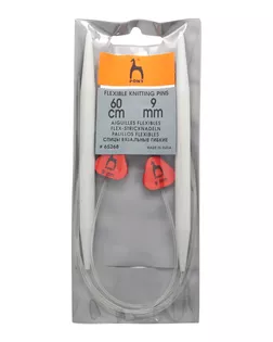 65268 Спицы вязальные гибкие с фиксатором 9,00мм*60см, пластик, 2шт PONY арт. АРС-21716-1-АРС0000869659