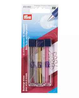 Запасные графиты для механ.карандаша, 0,9мм PRYM (желтый/черный/розовый) арт. АРС-26078-1-АРС0000822567