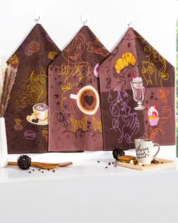 Набор полотенец из рогожки 'бариста' 45*60 арт. АРТД-5417-1-АРТД0290030