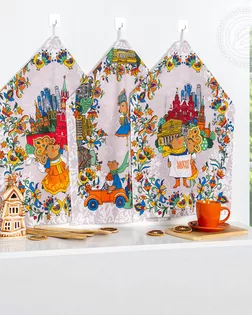 Набор полотенец из рогожки 'московские мишки' 45*60 арт. АРТД-5428-1-АРТД0290699