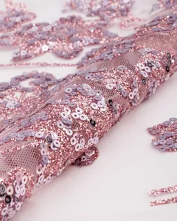 Купить Ткань кружево розового цвета из Китая Пайетка на сетке с блестящим напылением арт. ПАЙ-115-4-21259.015 оптом в Череповце