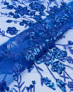 Купить Ткань сетка синего цвета из Китая Пайетка на сетке с блестящим напылением арт. ПАЙ-115-10-21259.021 оптом в Караганде