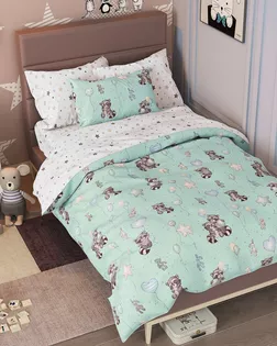 Поплин 150 ш. 105 гр. Еноты мята рис. 7598/1 арт. ПДУ-31-1-Б00409.005