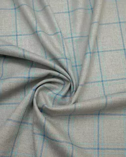 Костюмная ткань в голубую клетку, цвет фона серый арт. ГТ-8614-1-ГТ-17-10529-4-21-1