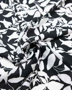 Купить Европейские ткани Креп блузочно-плательный с цветочным узором, цвет черно-белый арт. ГТ-8108-1-ГТ-18-9916-10-37-1 оптом в Караганде