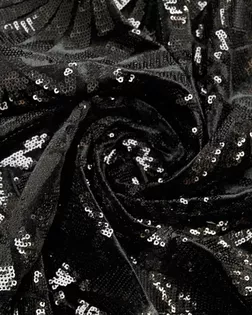 Ткань плательная с пайетками "Орнамент" на бархате, цвет черный арт. ГТ-9736-1-ГТ2-10737-1-38-1 Ткань плательная с пайетками "Орнамент" на бархате, цвет черный арт. ГТ-9736-1-ГТ2-10737-1-38-1