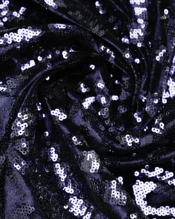 Ткань плательная с пайетками "Орнамент" на бархате, цвет темно-синий арт. ГТ-9737-1-ГТ2-10738-1-30-1 Ткань плательная с пайетками "Орнамент" на бархате, цвет темно-синий арт. ГТ-9737-1-ГТ2-10738-1-30-1